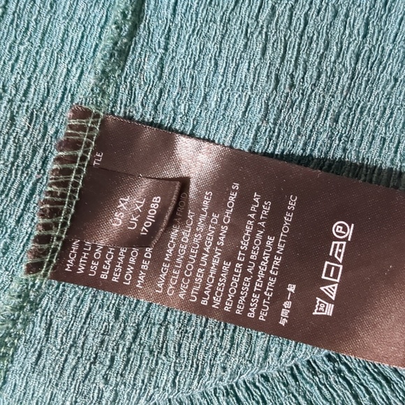 Anthropologie Blouse Top Green emerald 3/4 Sleeve Poly Blend Woman's size XL - Picture 7 of 9